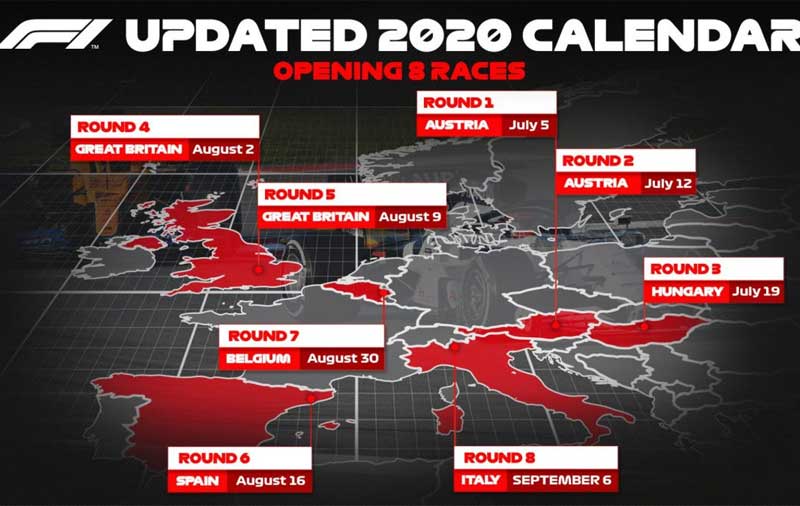 Формула 1 подтверждает первые восемь гонок сезона 2020 года - Австрия с двойным заголовком стартует с 5 июля